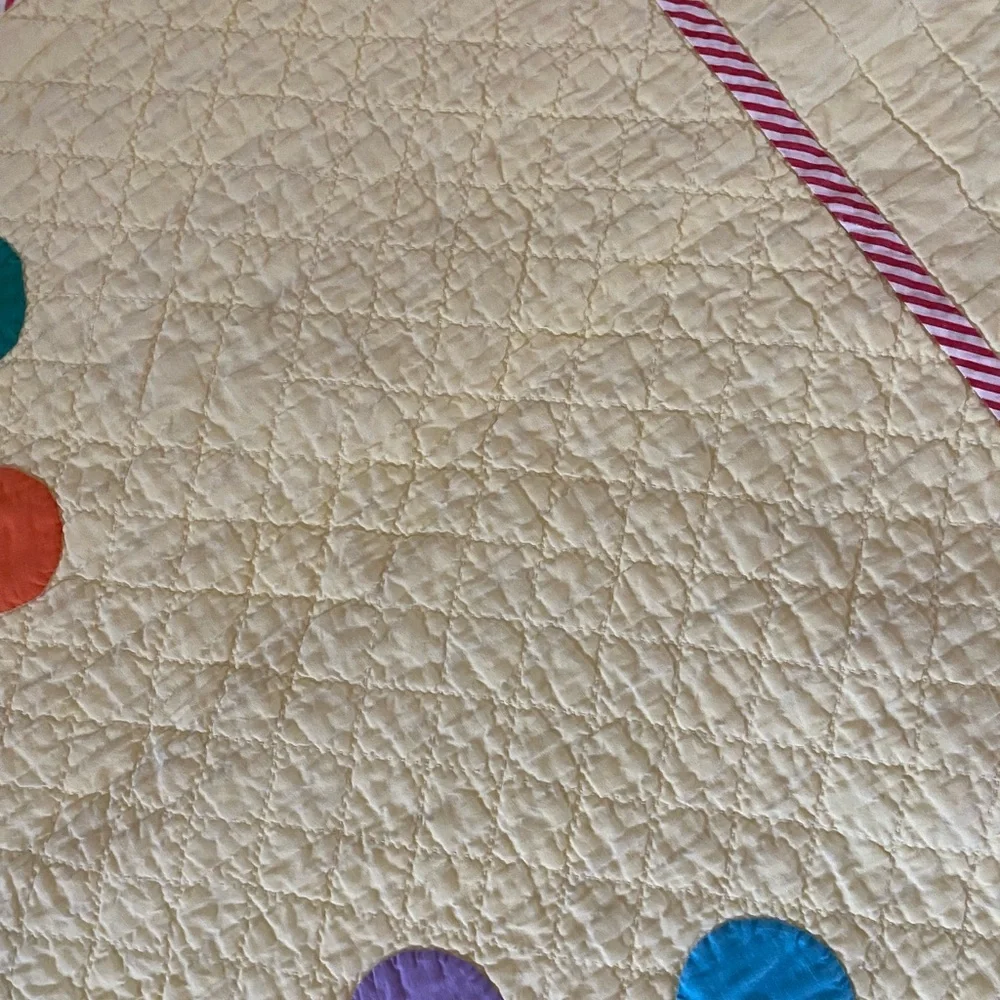Vintage Handmade Circus Themed Yellow Nursery Crib Blanket